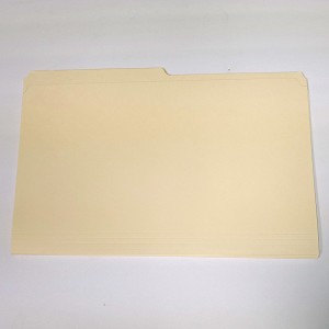 These Hollinger legal file folders are light tan, unreinforced, made to exacting specs. Photo shows the left tabbed folders. 